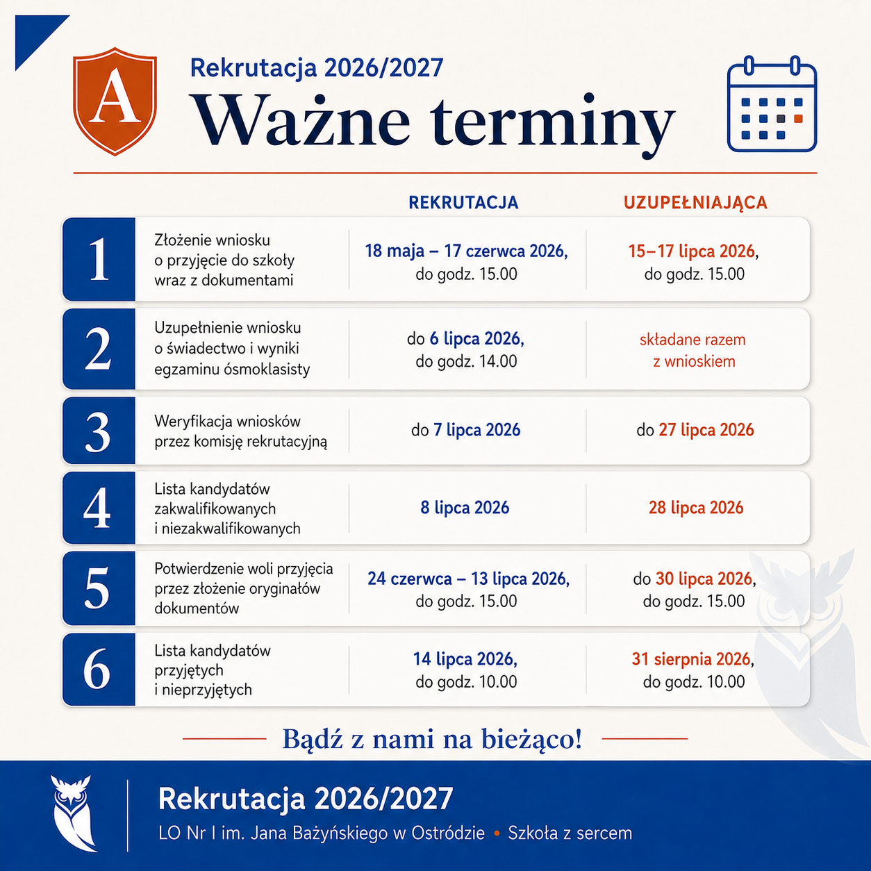 Harmonogram rekrutacji 2026/2027